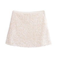 Winter Women Clothing Fashionable Simple Beads Decoration A line Short Skirt