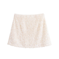 Winter Women Clothing Fashionable Simple Beads Decoration A line Short Skirt