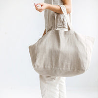 Large Pure Natural Linen Tote Bag