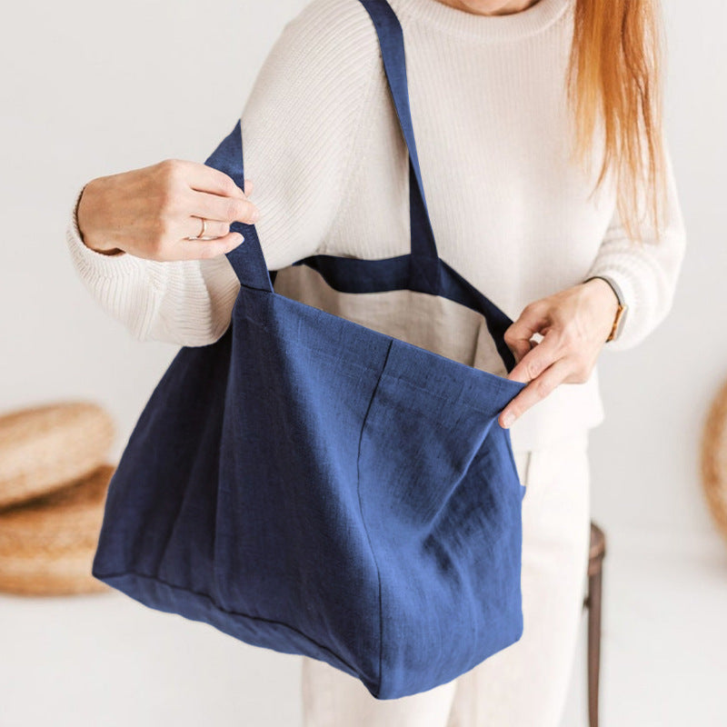 Large Pure Natural Linen Tote Bag