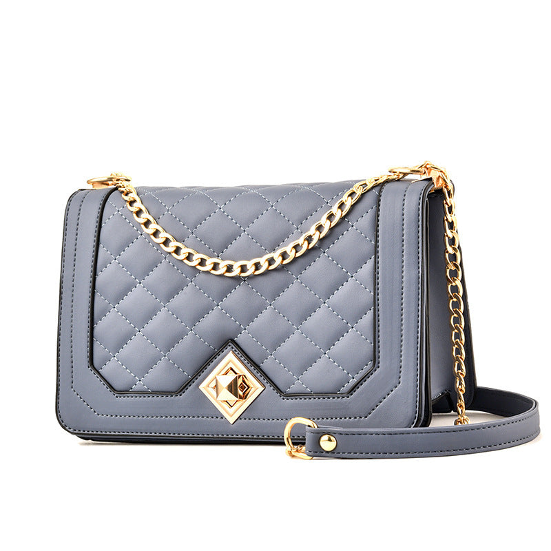 Diagonal Cross-Embroidered Handbag