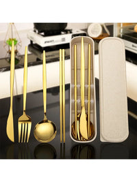 Reusable Portable Stainless Steel Cutlery Set With Storage Box