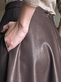 High Waisted Faux Leather Long Skirt