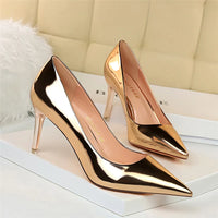 Women Patent Leather Point Toed Thin High Heels