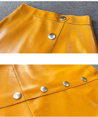 Fall into Elegance with the Genuine Leather French Retro Split Skirt