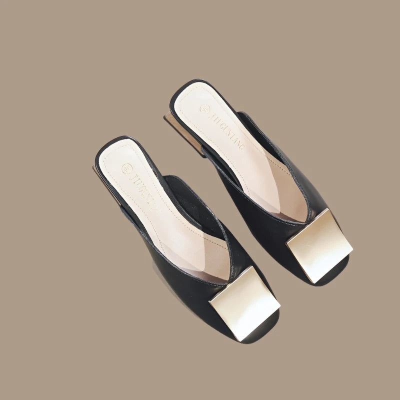 A Causal Low Heel Slipper it's Summer Elegance
