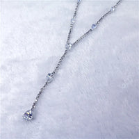 Cubic Zirconia Long Tassel Rhinestone Necklace