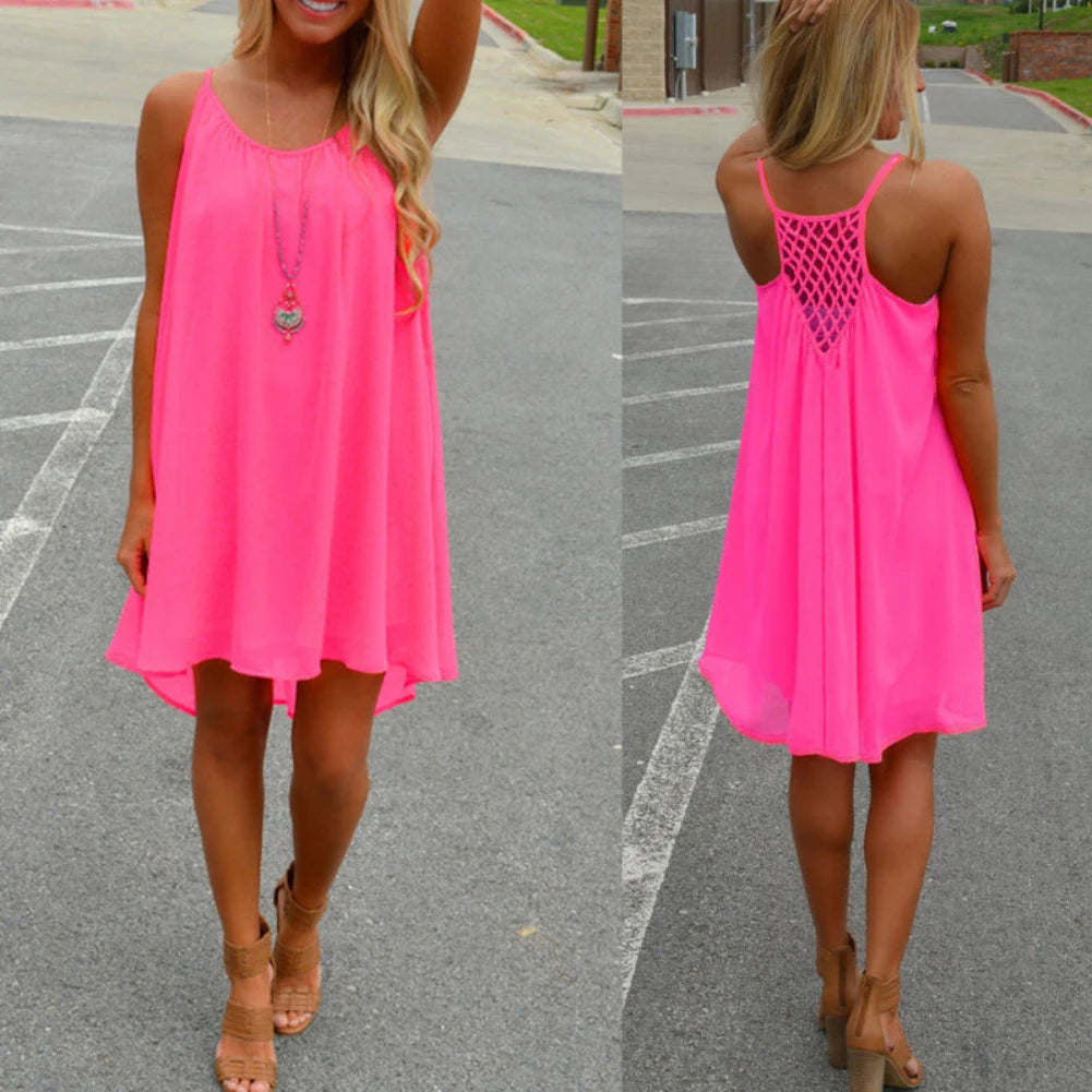 Fluorescence Chiffon Mini Beach Dress