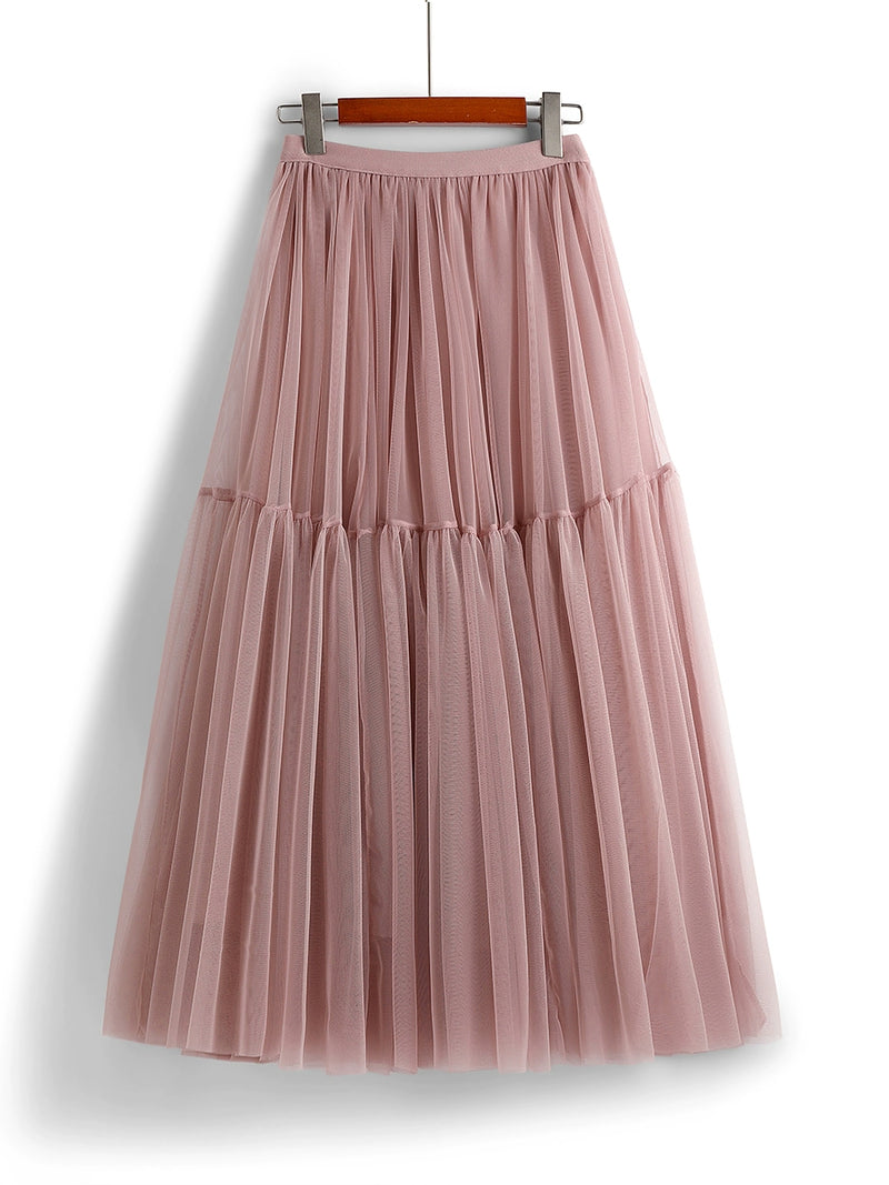 Fairytale High Waisted Tiered Mesh Skirt