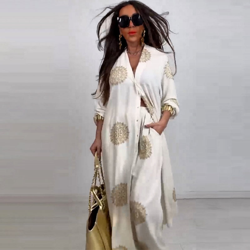 Summer Two Piece Elegant Wide Leg Pant Set