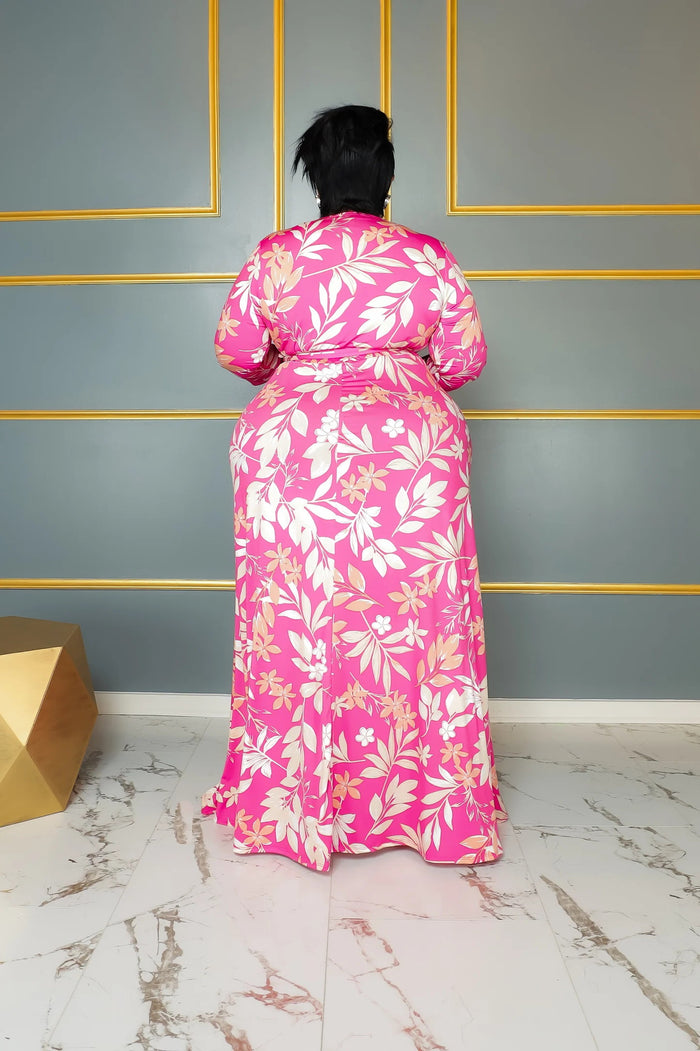 Plus Size Elegant Long Sleeve V Neck Dress