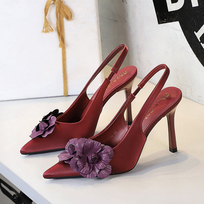 Pointed Toe Flower Stiletto