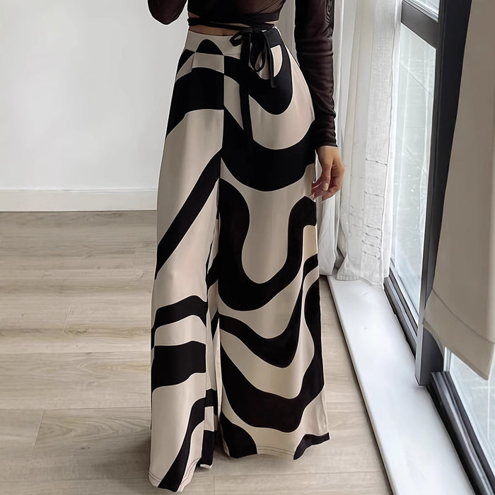 Casual Wide Leg Striped Pants