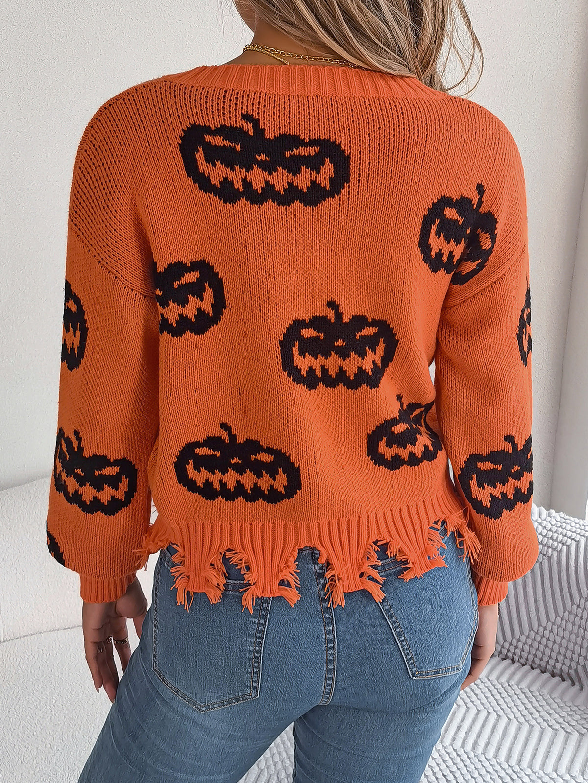 Just in time for Halloween Pumpkin Long Sleeve Pullover Sweater
