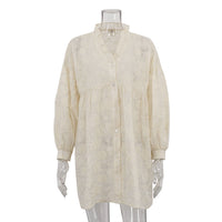 French Lace Puff Sleeve Shirt Dress