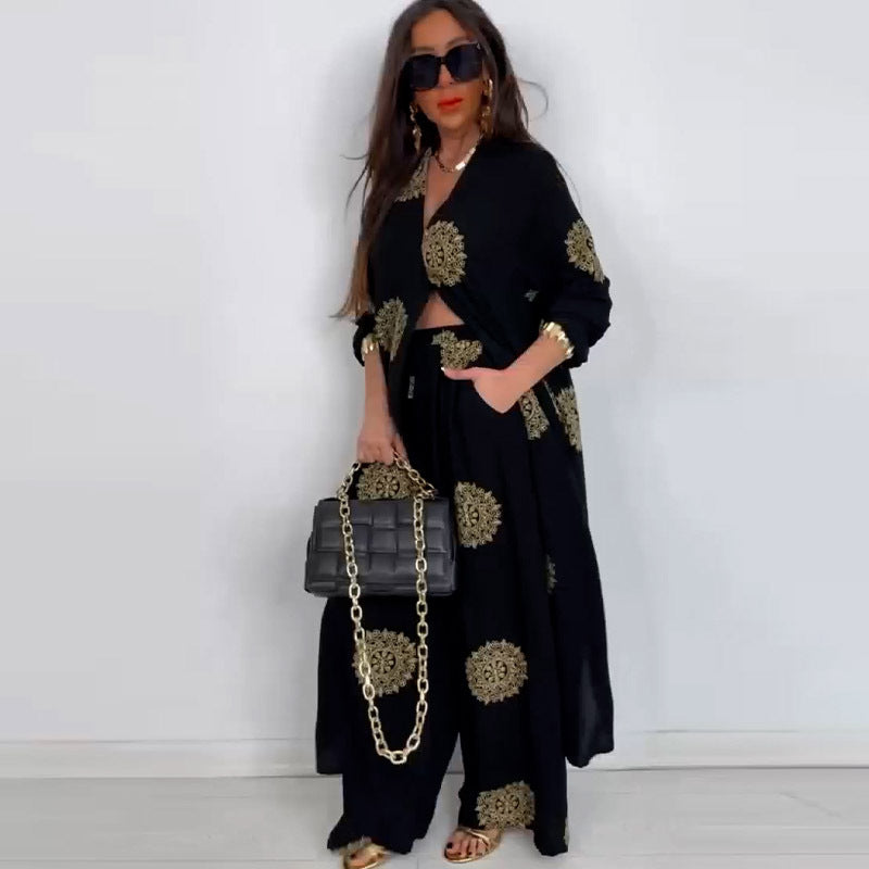 Summer Two Piece Elegant Wide Leg Pant Set