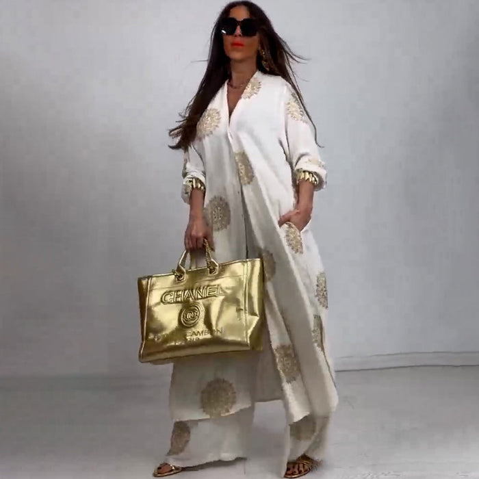 Summer Two Piece Elegant Wide Leg Pant Set