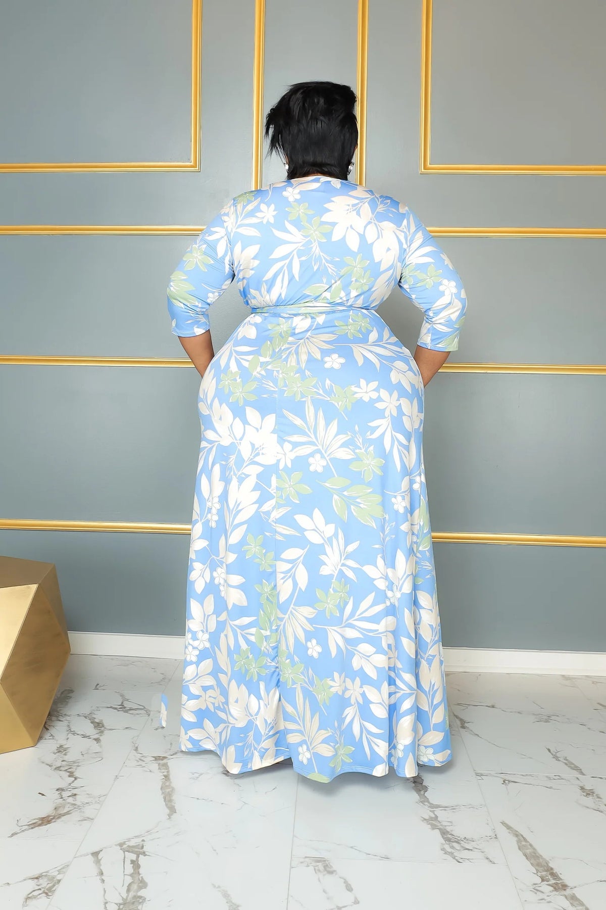 Plus Size Elegant Long Sleeve V Neck Dress