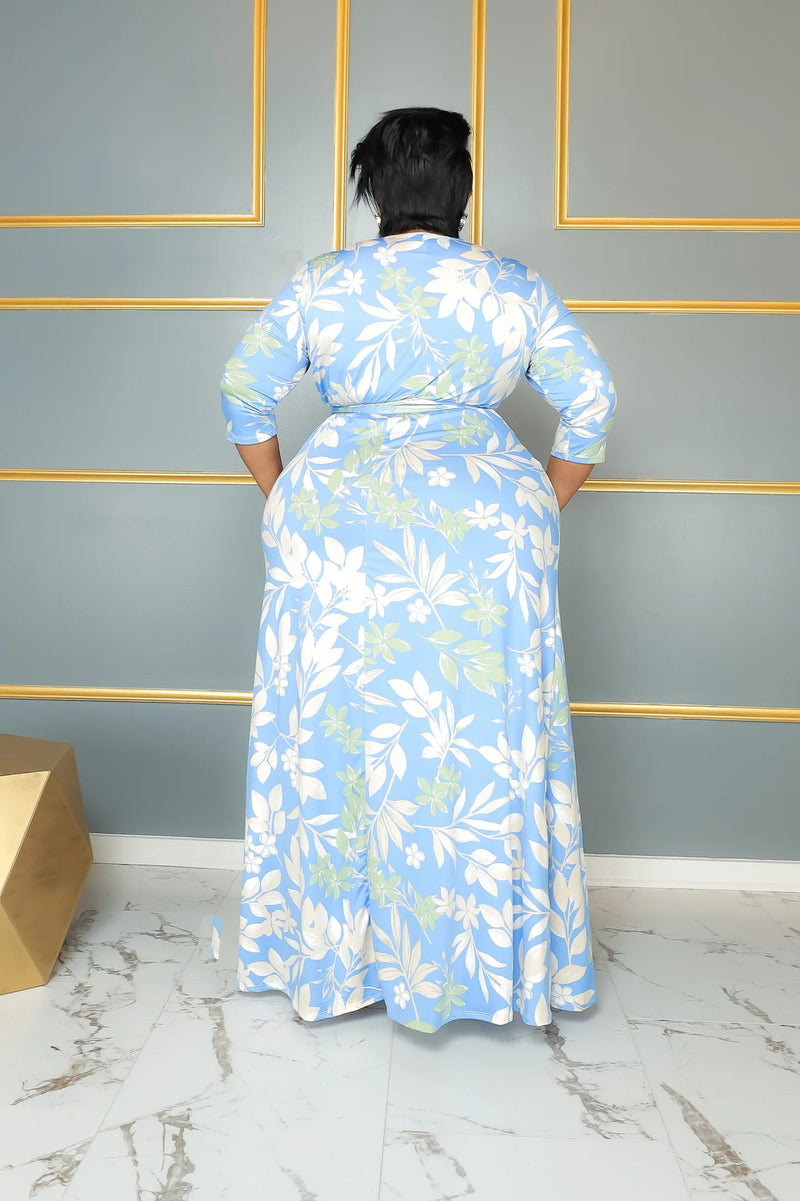 Plus Size Elegant Long Sleeve V Neck Dress