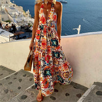 Plus Size Summer Halter Backless Dress