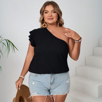 curvy Girl Sexy Diagonal off the Shoulder T shirt