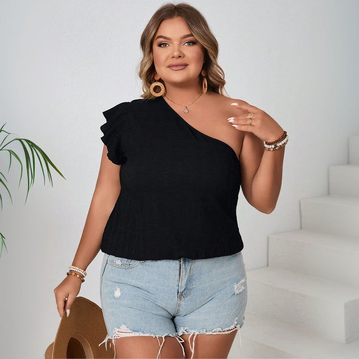 curvy Girl Sexy Diagonal off the Shoulder T shirt