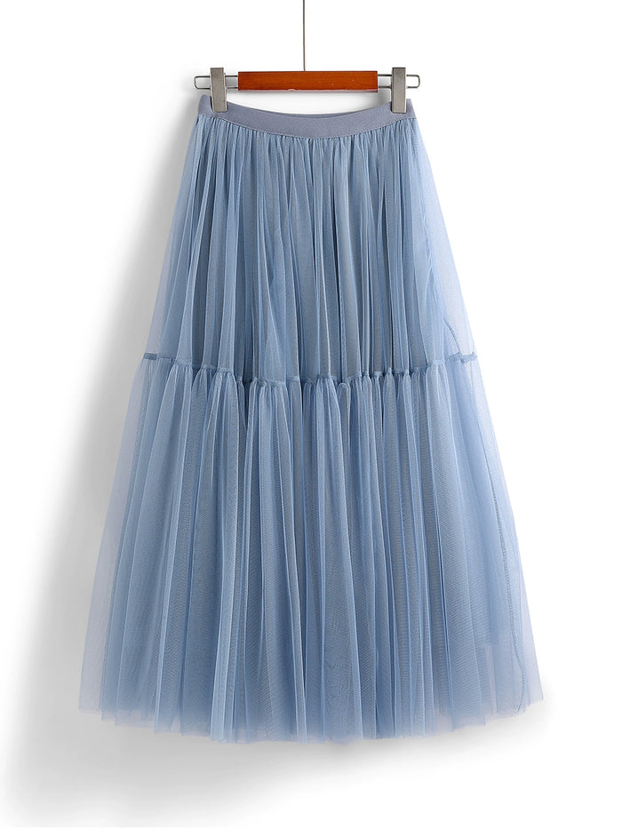 Fairytale High Waisted Tiered Mesh Skirt