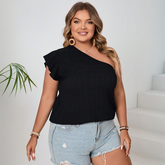 curvy Girl Sexy Diagonal off the Shoulder T shirt