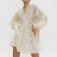 French Lace Puff Sleeve Shirt Dress