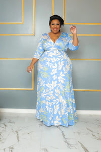 Plus Size Elegant Long Sleeve V Neck Dress