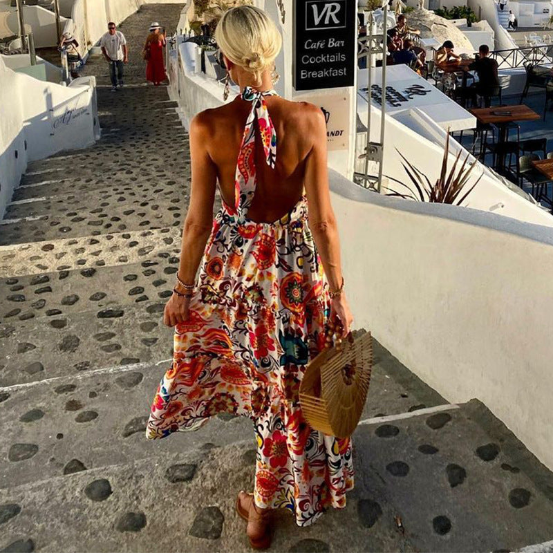 Plus Size Summer Halter Backless Dress