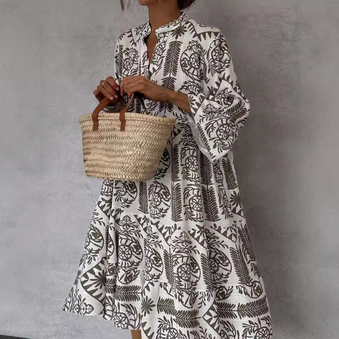 Effortless 3/4-Sleeve Shirt Dress