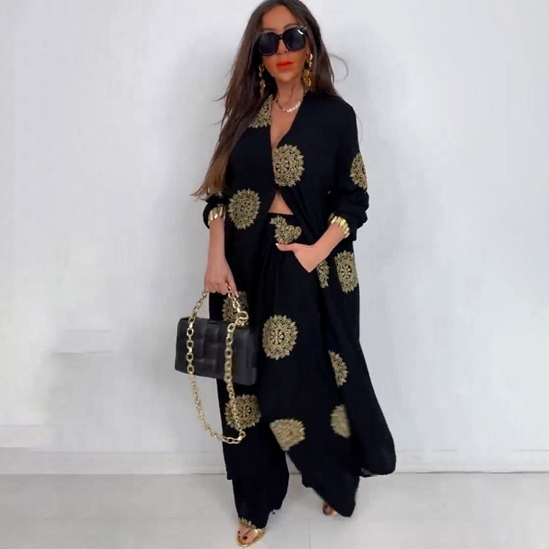 Summer Two Piece Elegant Wide Leg Pant Set