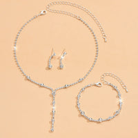Rhinestione Earrings Necklace Bracelet  Set
