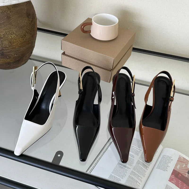 Sexy Metal Buckle Slingback High Heels Shoes