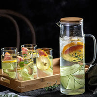 Large-Capacity Glass Water Pitcher with Bamboo Lid