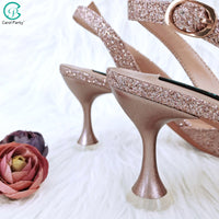 Elegant Embellished High Heel & Bag Set with Rhinestones