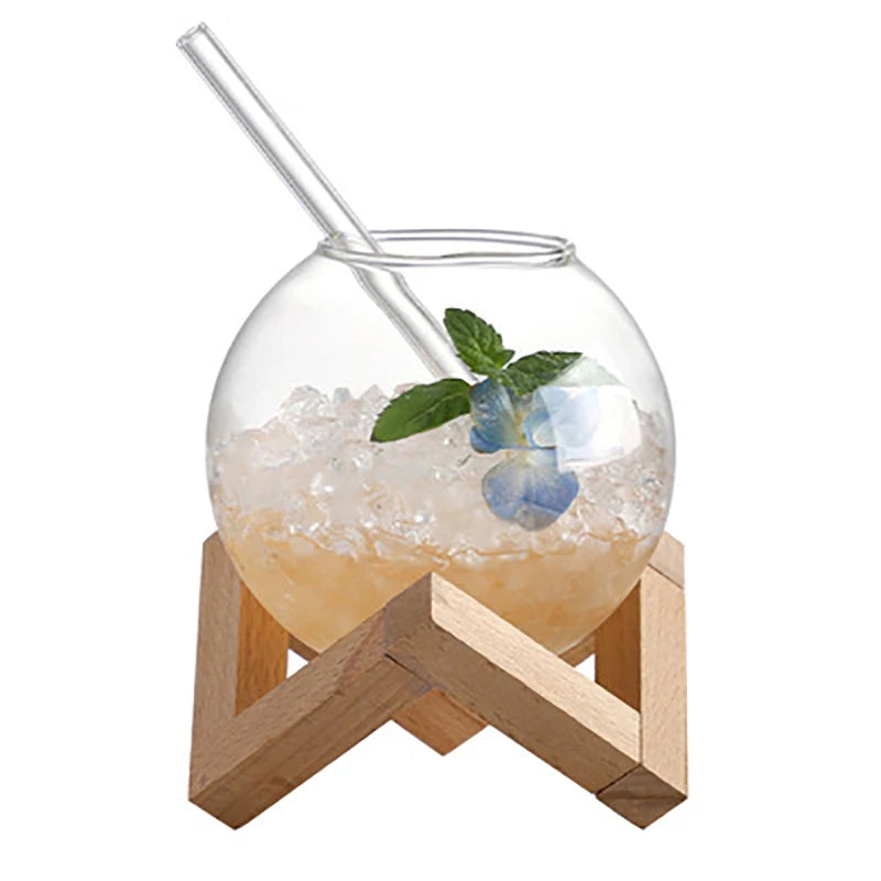 Cocktails Anyone? .. Cocktail Glass With Decorative Wooden Stand