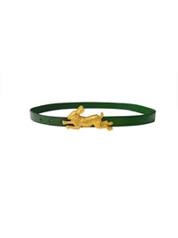 Gold Designer Rabbit Buckled Leather Belt