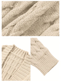 Plus Size Solid Knit Cable Cardigan with pockets