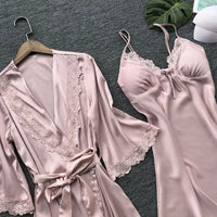 French Lace Robe and Luxury Gown Set