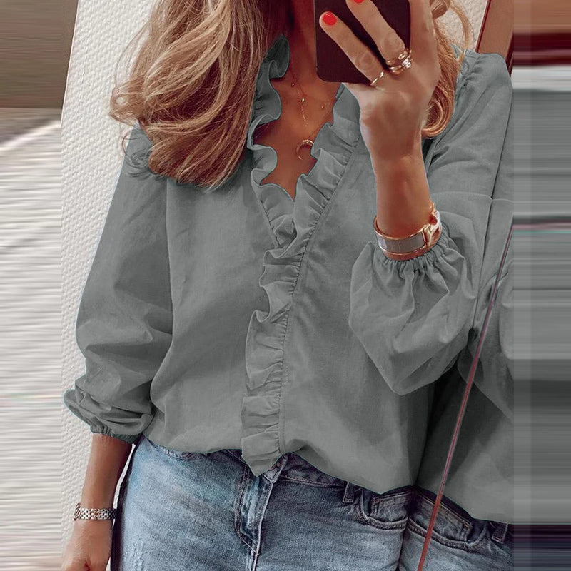 Girly Girl Plus Size Ruffled Long Sleeve Blouse