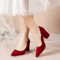 Lady in Red Pointed Thick Heels