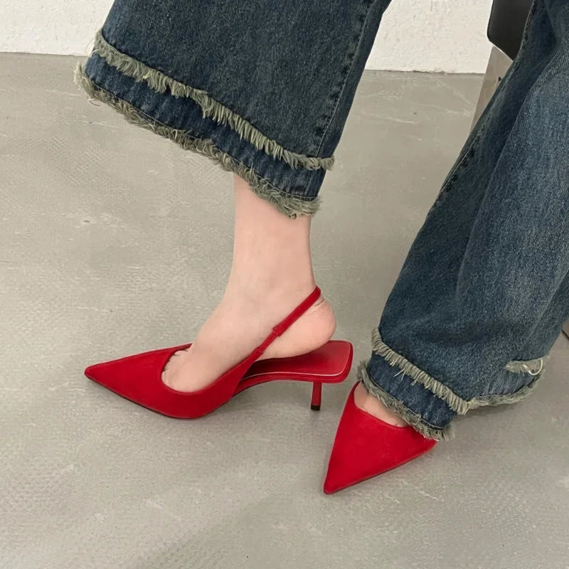 Causal Comfortable Sling Back High Heel  Pointed Toe shoe