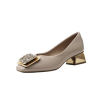 Rhinestone Patent Leather Medium Heel