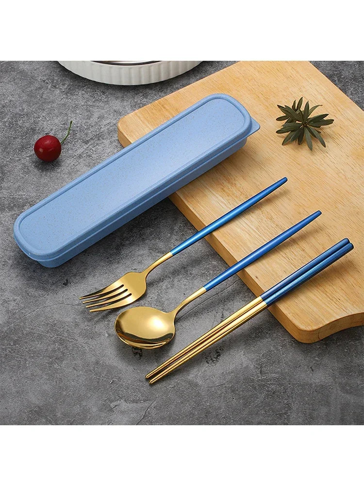 Reusable Portable Stainless Steel Cutlery Set With Storage Box