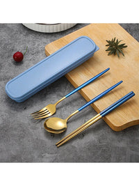 Reusable Portable Stainless Steel Cutlery Set With Storage Box