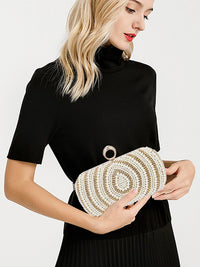 Elegant  Luxury Pearl and Rhinestone Dinner Bag