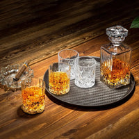 Whiskey Decanter and Glasses Set in Unique Gift Box - Original Crystal Liquor Decanter Set