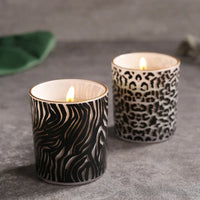 Wild Thang Leopard or Zebra Patterned Glass Scented Soy Candle